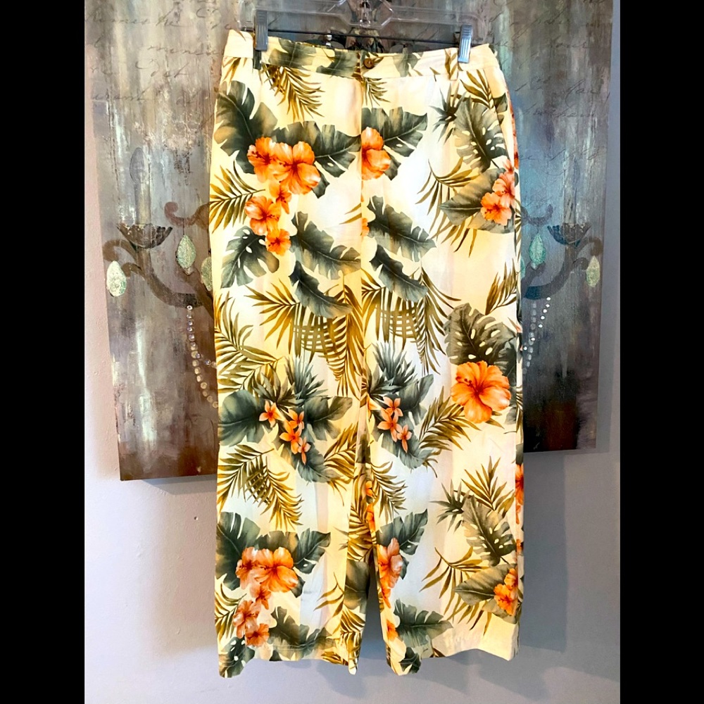 EUC 100% Silk EUC Hawaiian Print Pants